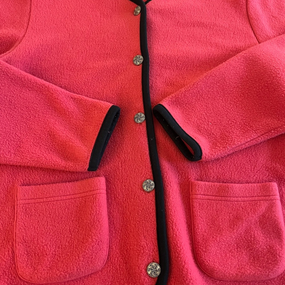L.L. Bean Pink Fleece Jacket with Black Trim